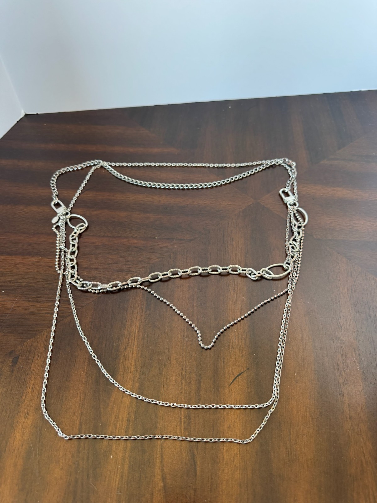 Brighton Silver Tone Multi Chain Necklace, Pre-Owned Fashion Jewelry