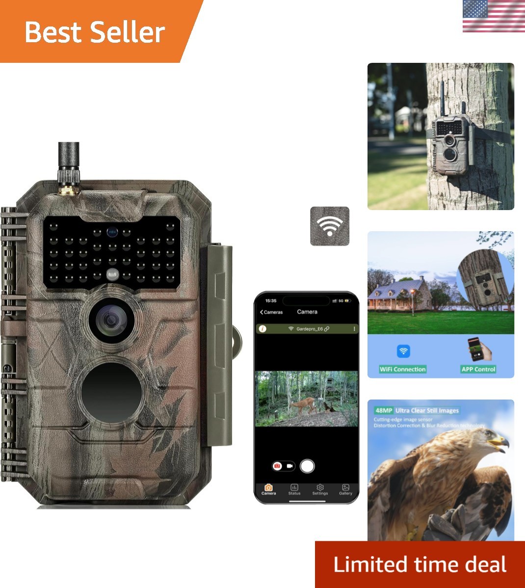 Stealthy WiFi Trail Camera, 48MP & 1296P Video - Perfect for Nighttime Wildlife