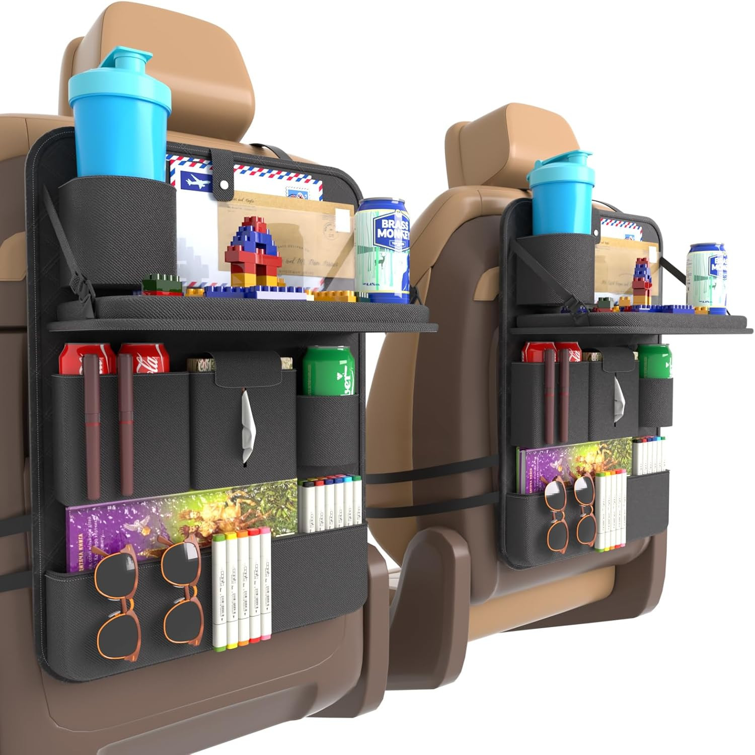 Backseat Car Organizer with Tray,Back Seat Car Organizer for Kids,Multifunctiona
