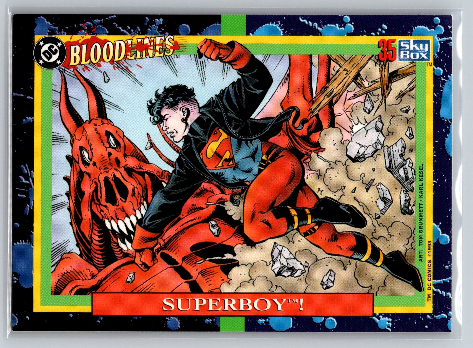 1993 SkyBox DC Bloodlines #35 Superboy Alien Parasite Battle Action Card