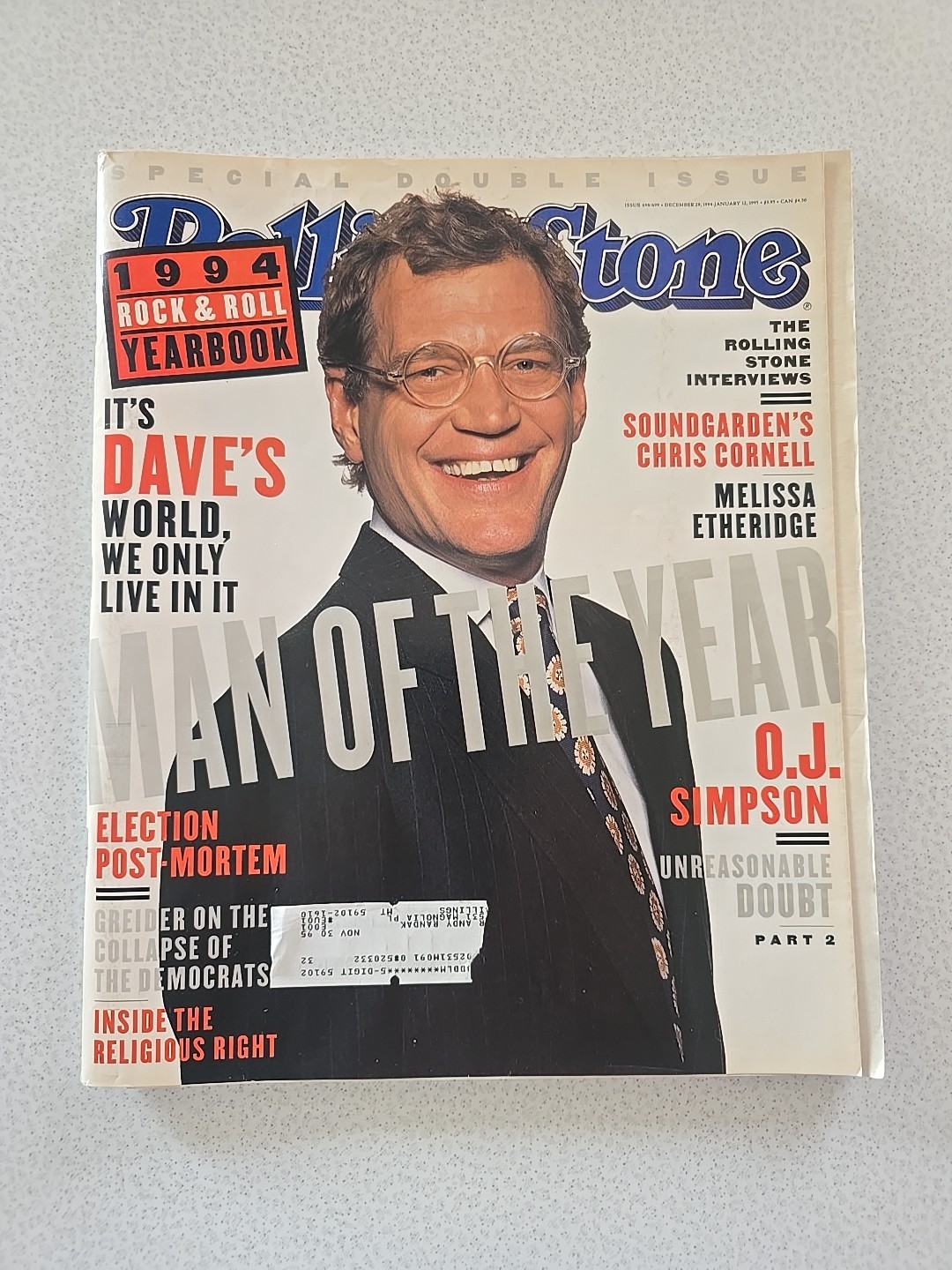 Vintage ROLLING STONE magazine 698/699 David Letterman Dec 29, 1994 Jan 12, 1995