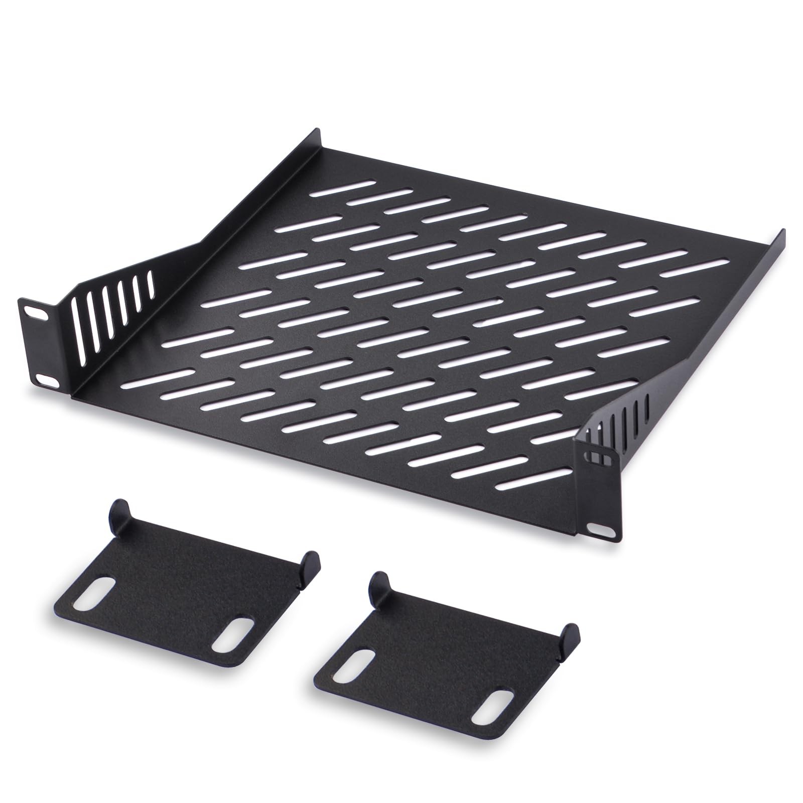 2 PCS 1U Server Rack Shelf 7.87 Inch Depth Vented Mount Tray for 10 Inch Rack