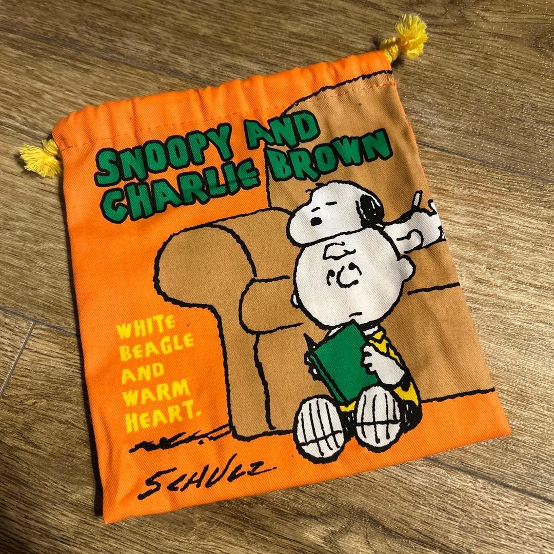 Peanuts Snoopy PEANUTS Drawstring Bag Orange Character Accessories Japan