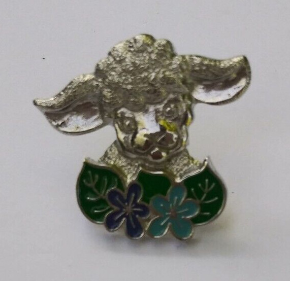 Lamb with Flowers Pin Costume Fashion Jewelry