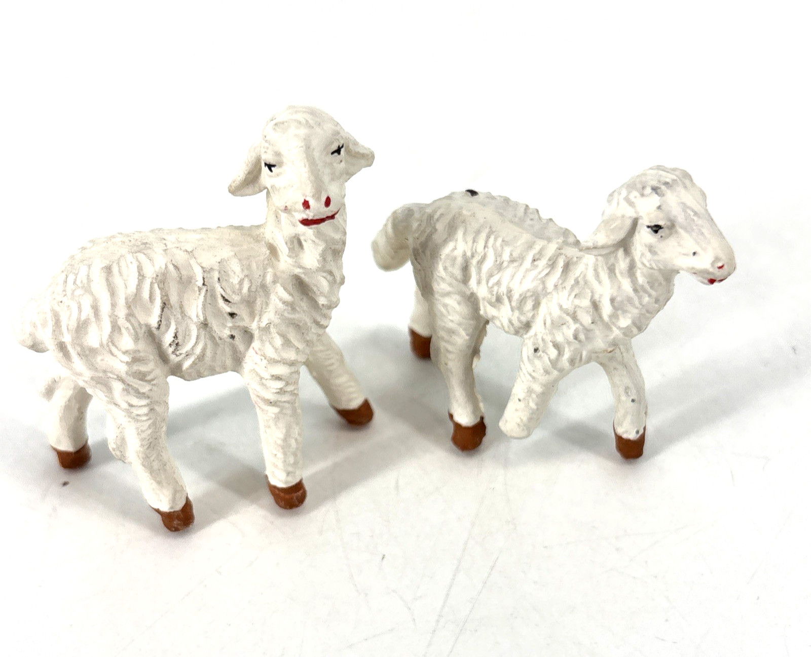 Vintage Nativity Sheep Lot of 2 Lamb 2 inch Standing Japan Made READ AS IS