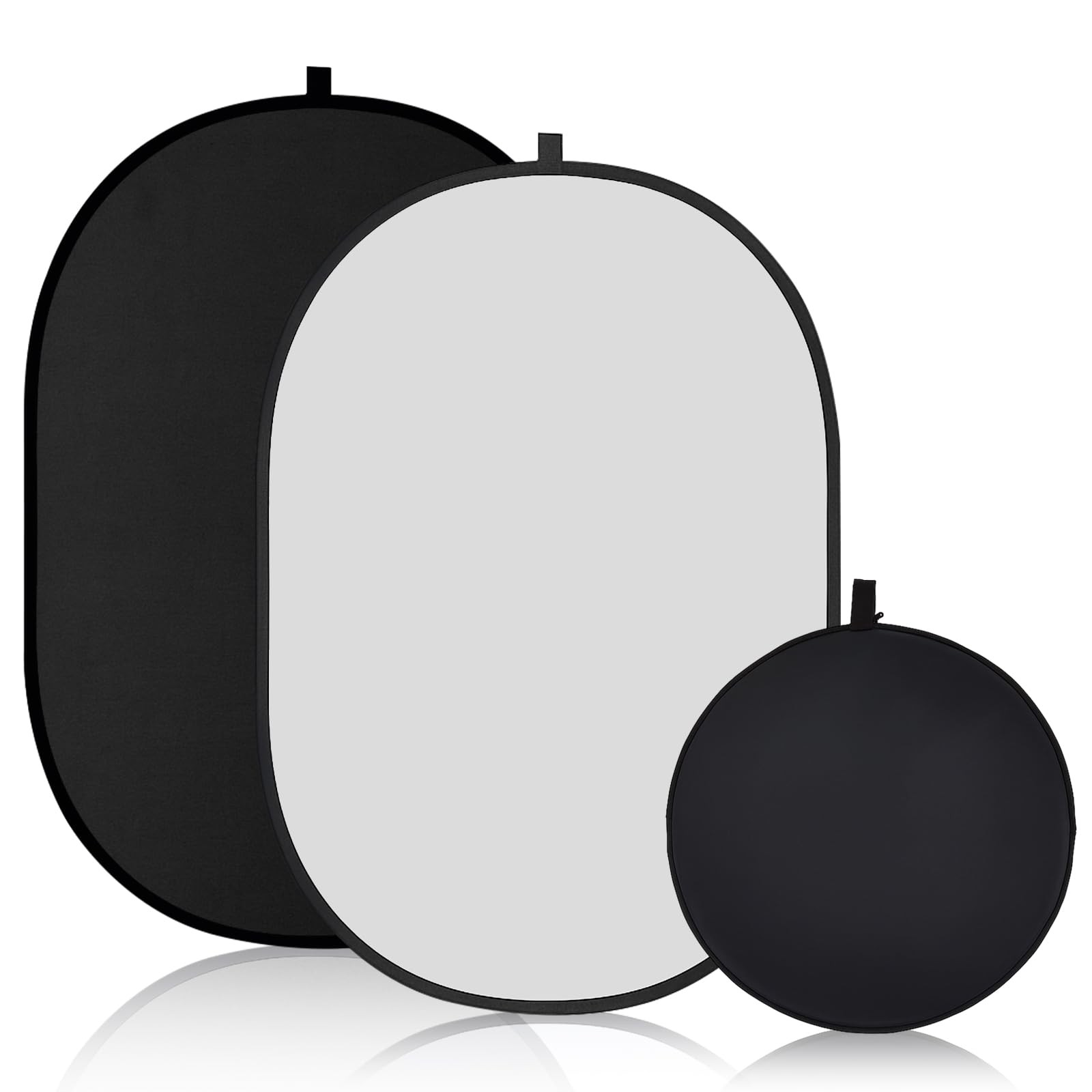 5×3.3 ft(1.5mX1m) Collapsible Backdrop, Portable 2 in 1 Black and White Backg...