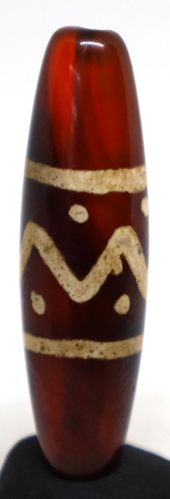 Rare Ancient Indo Tibetan Himalayan Red Carnelian Etched Agate Old Bead