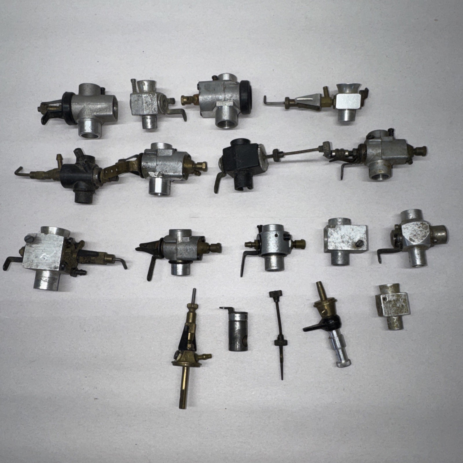 Large Vintage RC Glow Nitro Airplane Carburetor Carb Lot Webra Super Tigre As Is