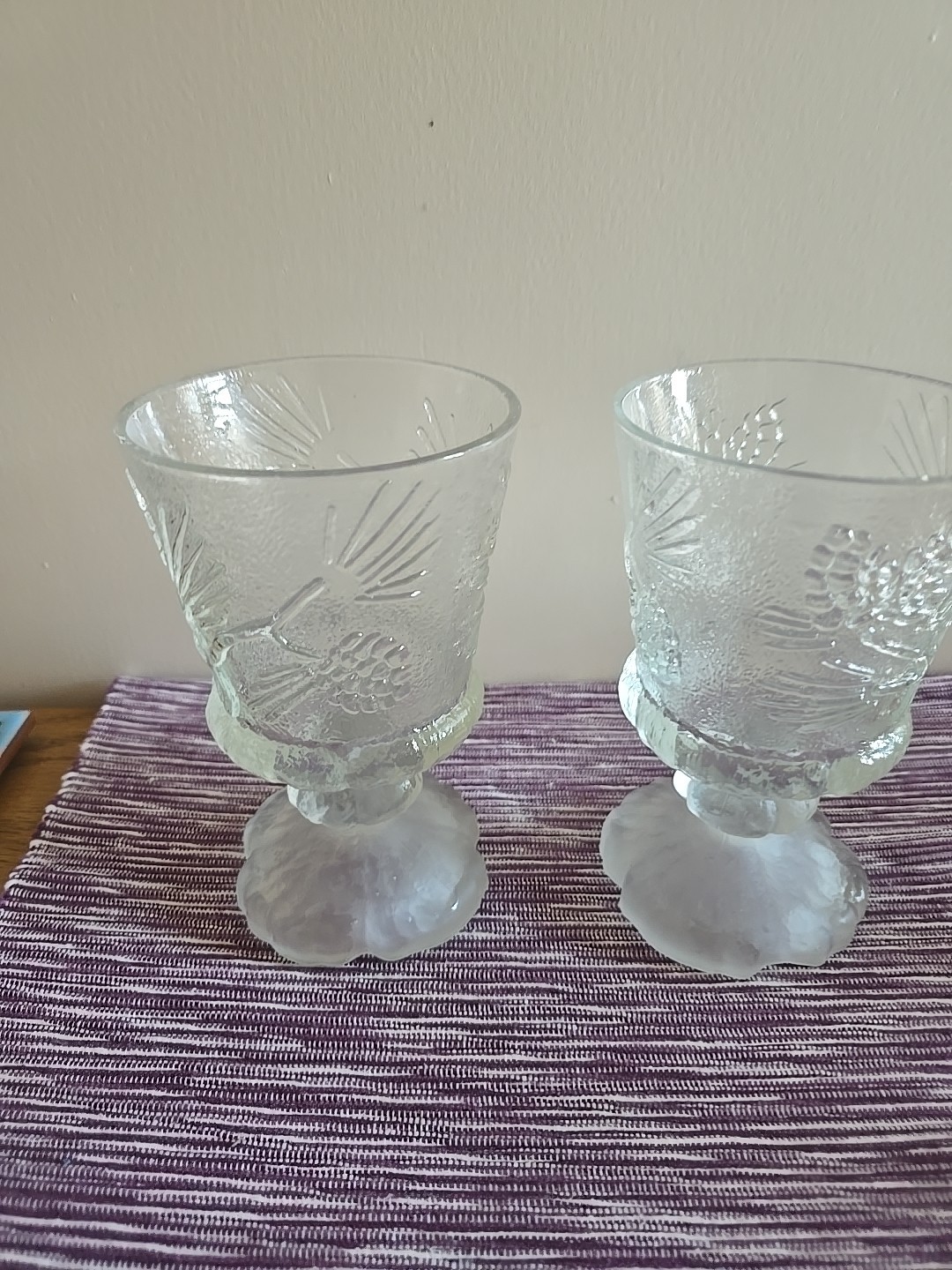 2 Indiana Glass Tiara Water Goblet Ponderosa Pine, Frosted Base