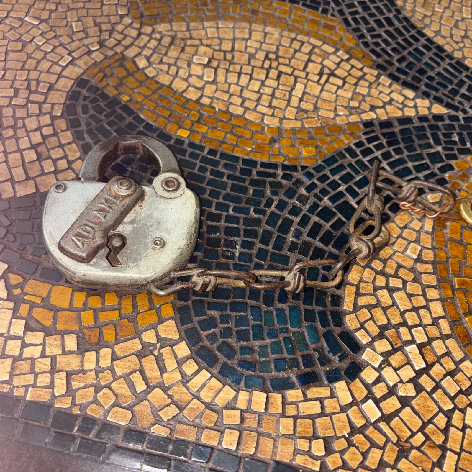 Vtg Adlake Lock with chain  working AT&S F RY S March 20 1920