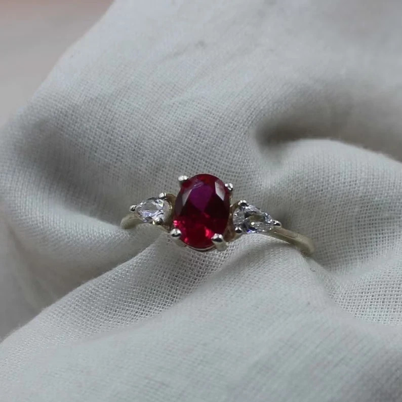 2Ct Oval Cut Simulated Pink Ruby Stunning Wedding Ring In 14k White Gold Plated