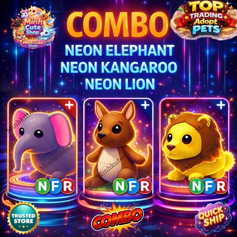 Cheap Ne3on Elephant + Ne3on Lion/Kangaroo (NFR / FR) Combo | A.D.T M3e Pets