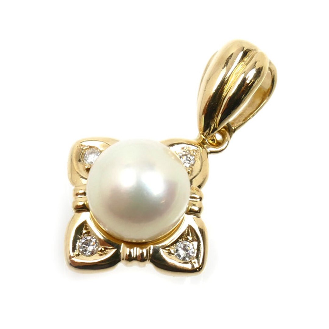 TASAKI K18YG Yellow Gold Pendant Top Pearl About 6.9mm Diamond Used KOER-0