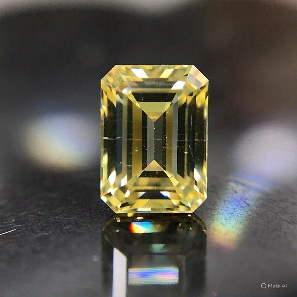 Natural Yellow Color 2CT Emerald Cut Lab Grown Loose Diamond VVS1 Certified Y479