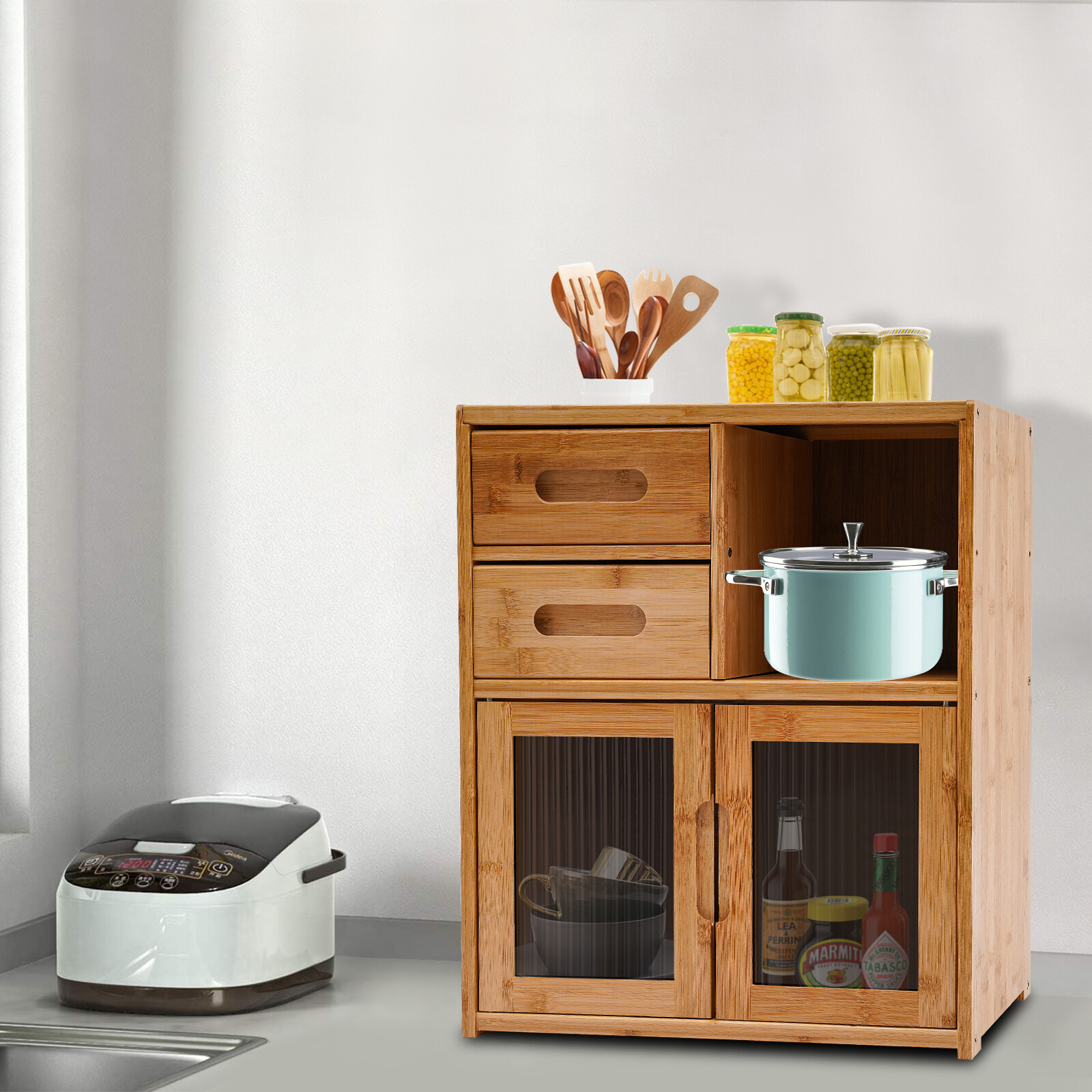 Kitchen Pantry Sideboard Bamboo Kitchen Pantry Kitchen Storage Cabinet Home