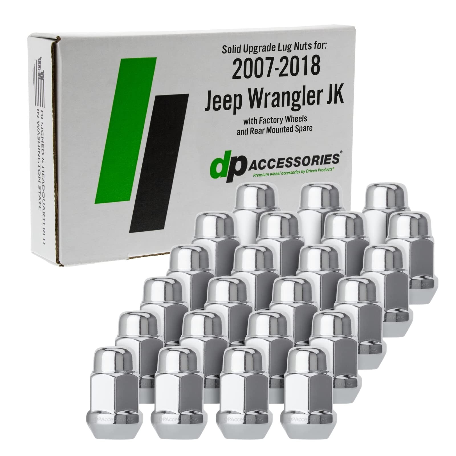DPAccessories Lug Nuts Compatible with 2007-2018 Jeep Wrangler JK | Chrome OE...