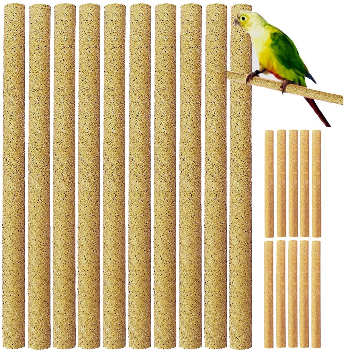 40Pcs Sand Perch Covers for Bird - 40pcs 7.5" x 0.43", Yellow 