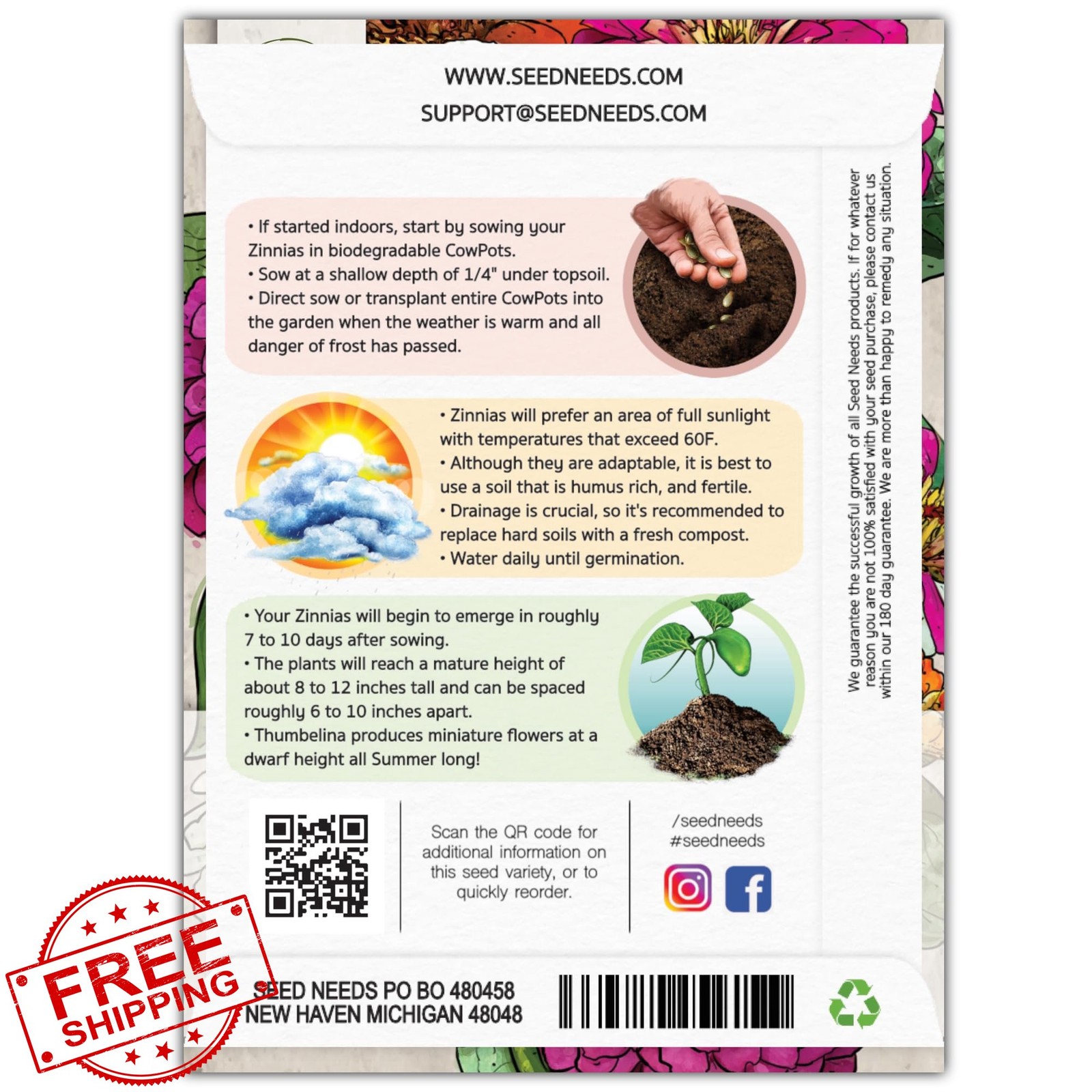 Seed Needs Zinnia Seeds Thumbelina Heirloom Dwarf Cut Flower Butterfly Garden