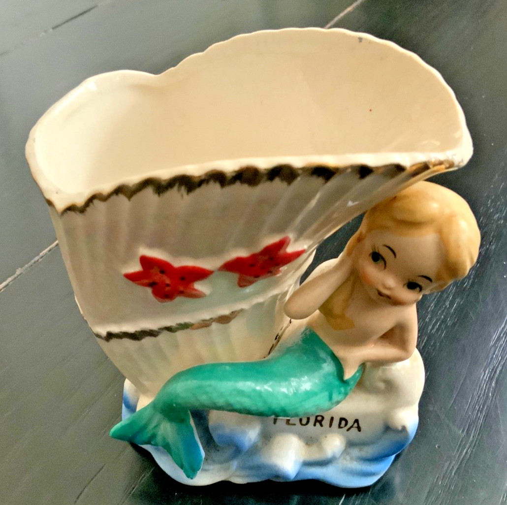 1950s Rare Vintage Mermaid FLORIDA Souvenir Vase