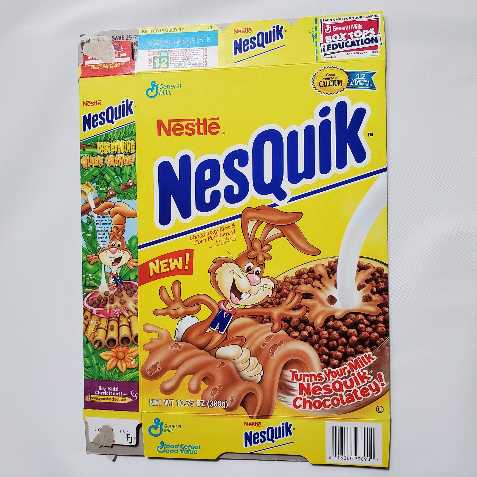 General Mills Nestle Nesquik Cereal Box Chocolate Milk Quicky Bunny Roush Quik