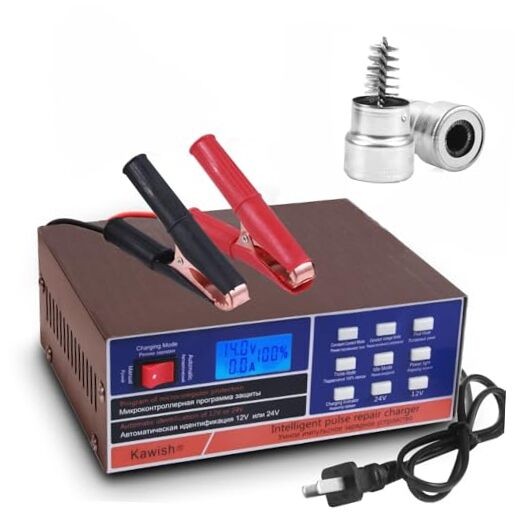 Full Automatic Car Battery Charger 12V/10A | 24V/7.5A Intelligent Pulse Repair 