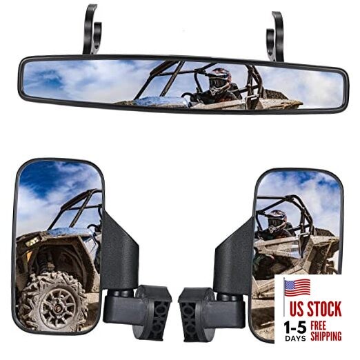 UTV Side Mirrors And UTV Center Mirror for 1.75" and 2" Roll Bar, Adjustable 