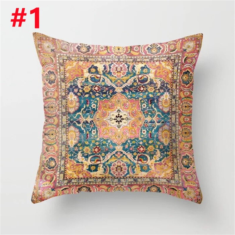 1x Floral Print Square Cushion Case Ethnic Pillow Cover Couch Home Decor Vintage