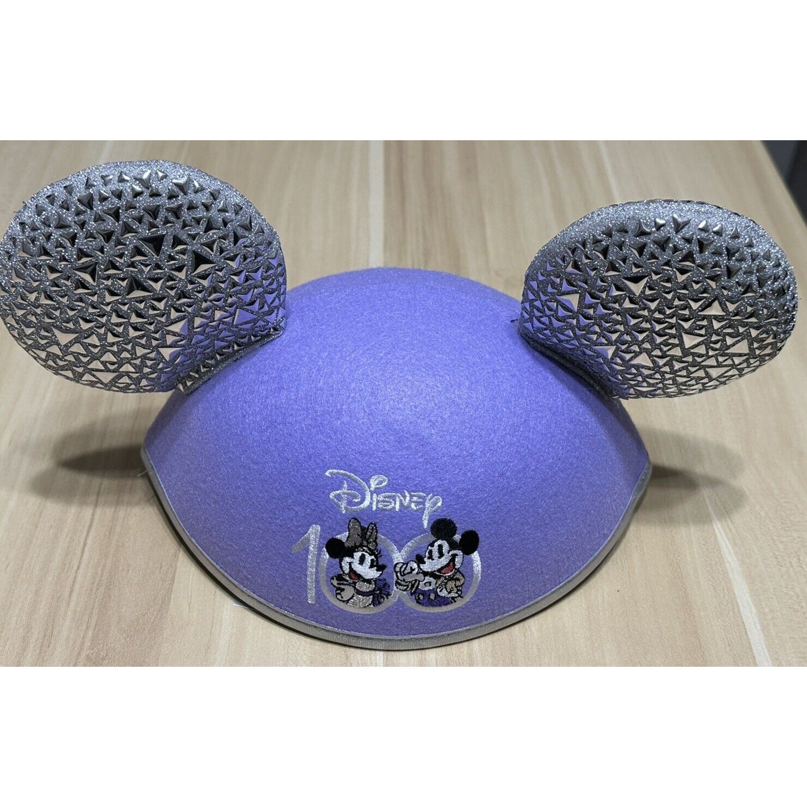 Disney Parks 100th Anniversary Mickey & Minnie Hat Ears Purple & Silver NWT 2023
