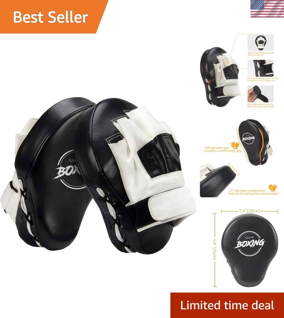 Versatile Faux Leather Boxing Mitts - 7.9 x 9.8" for Martial Arts Training