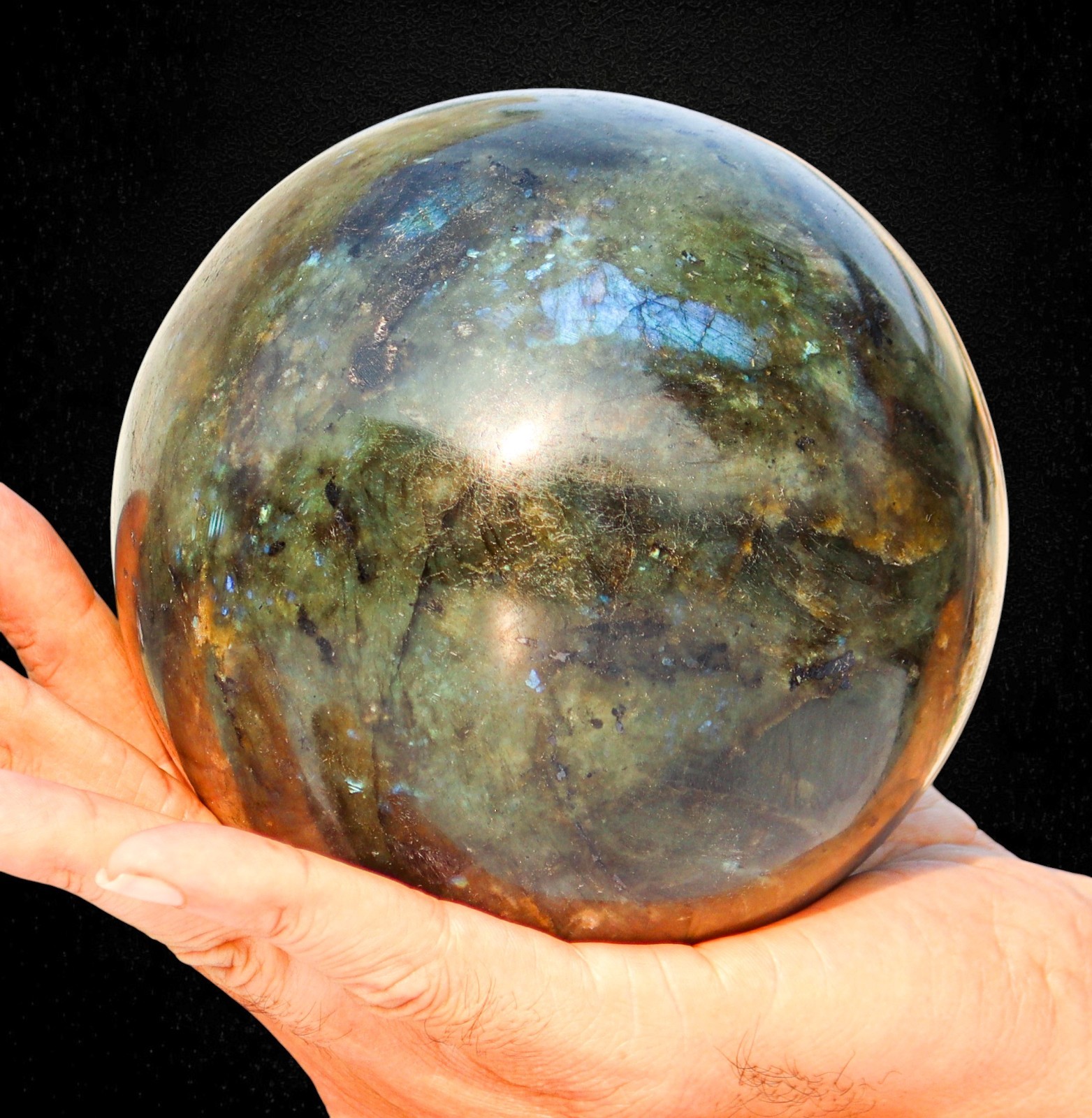 120MM Flashy Labradorite Sphere Crystal Healing Gemstone Chakra Balancing Ball