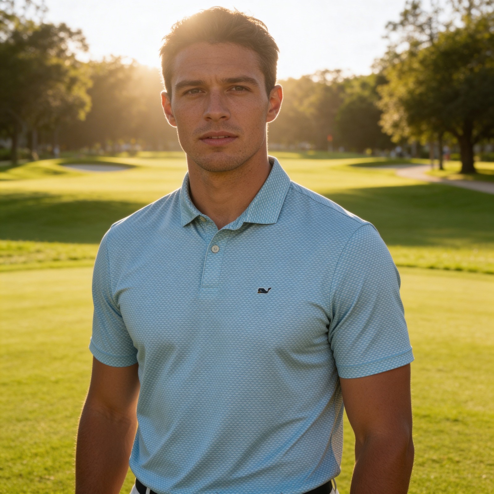 Vineyard Vines Performance Polo Shirt Mens XL Blue Micro Whale Print Golf Top