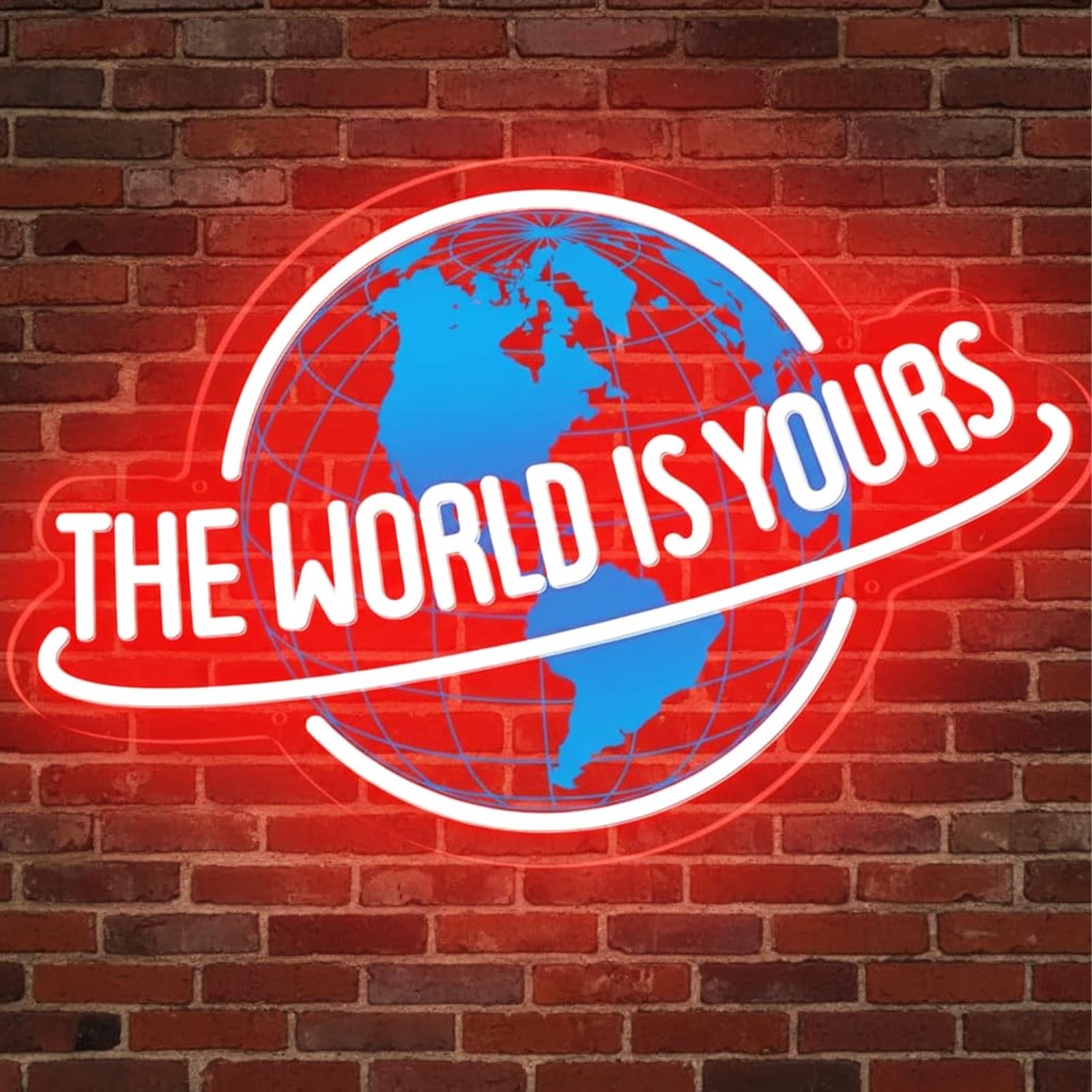 The World is Yours Neon Sign, Dimmable Red Planet LED Neon Light Lamp for Wal...