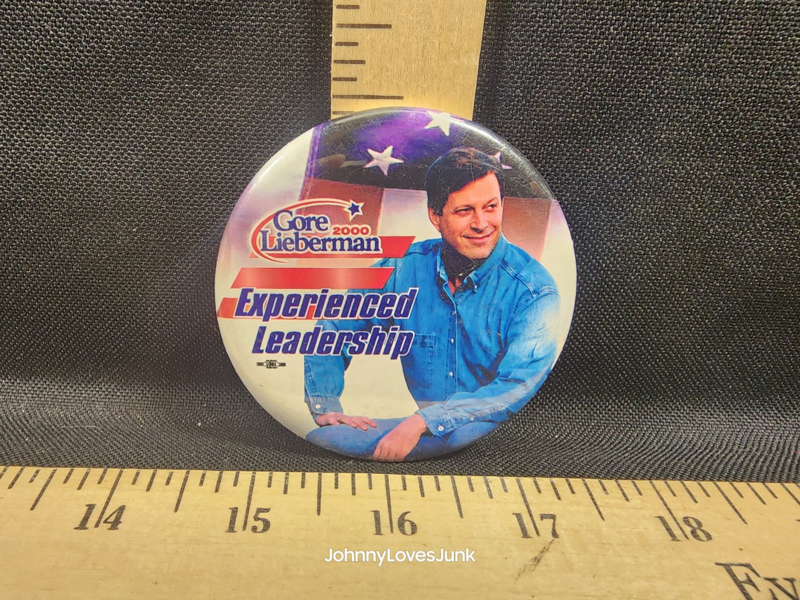 Vintage Gore/Lieberman 2000 Presidential Campaign Pinback Button Used