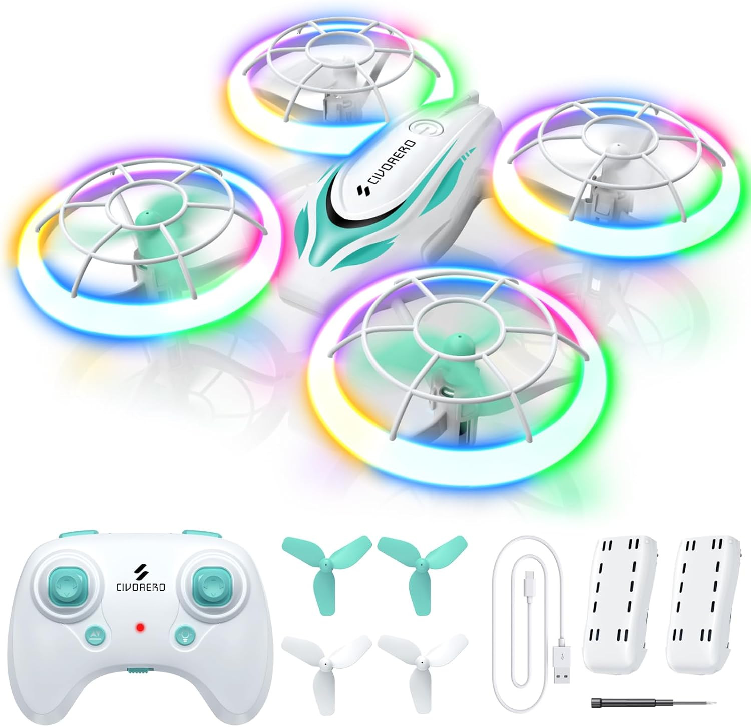 S60 Drone for Kids - RC Quadcopter with LED Lights, 2 Batteries, Altitude Hold a