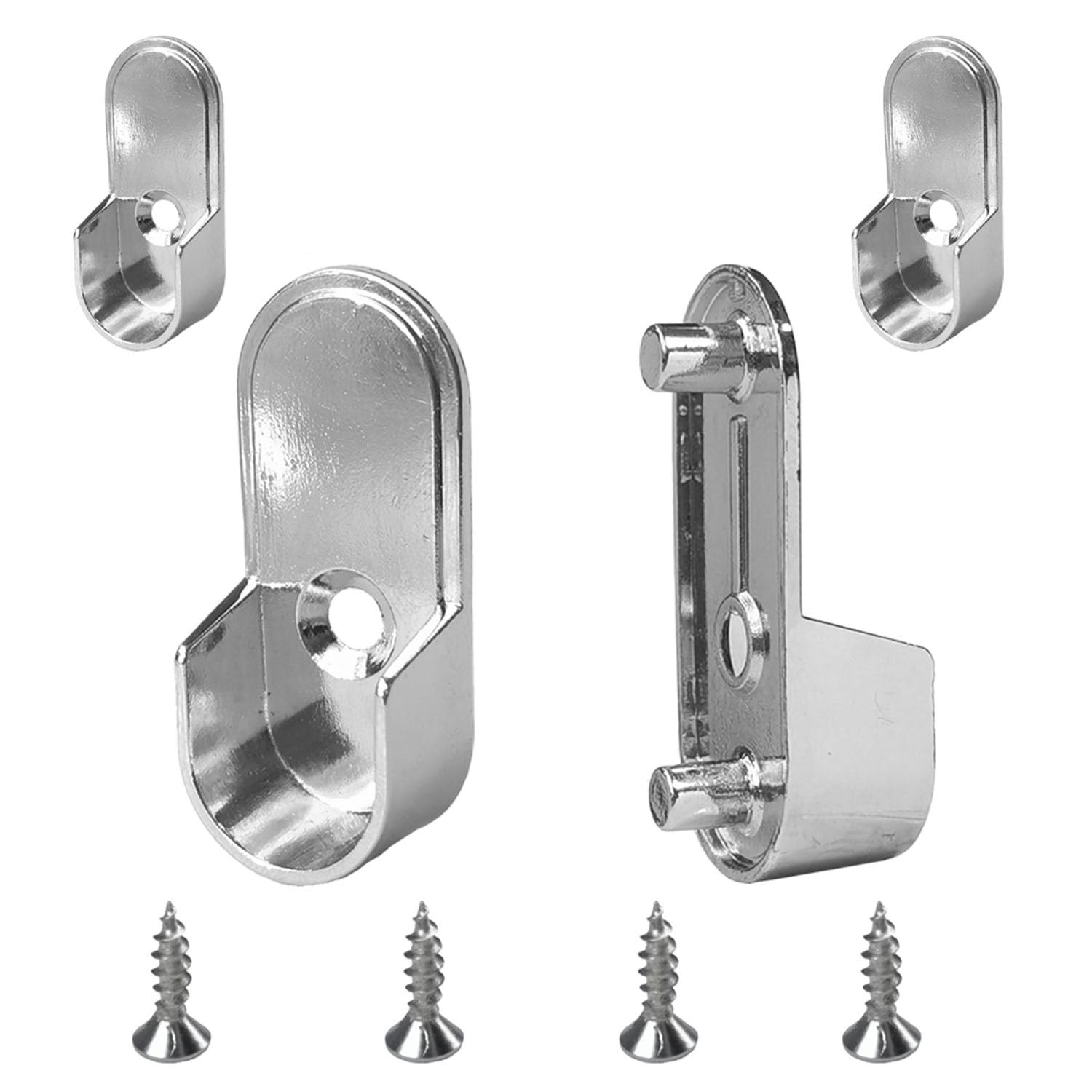 4Pcs Wardrobe Bracket Alloy Closet Rod Holders 15mm x 30mm Oval Closet Rod En...