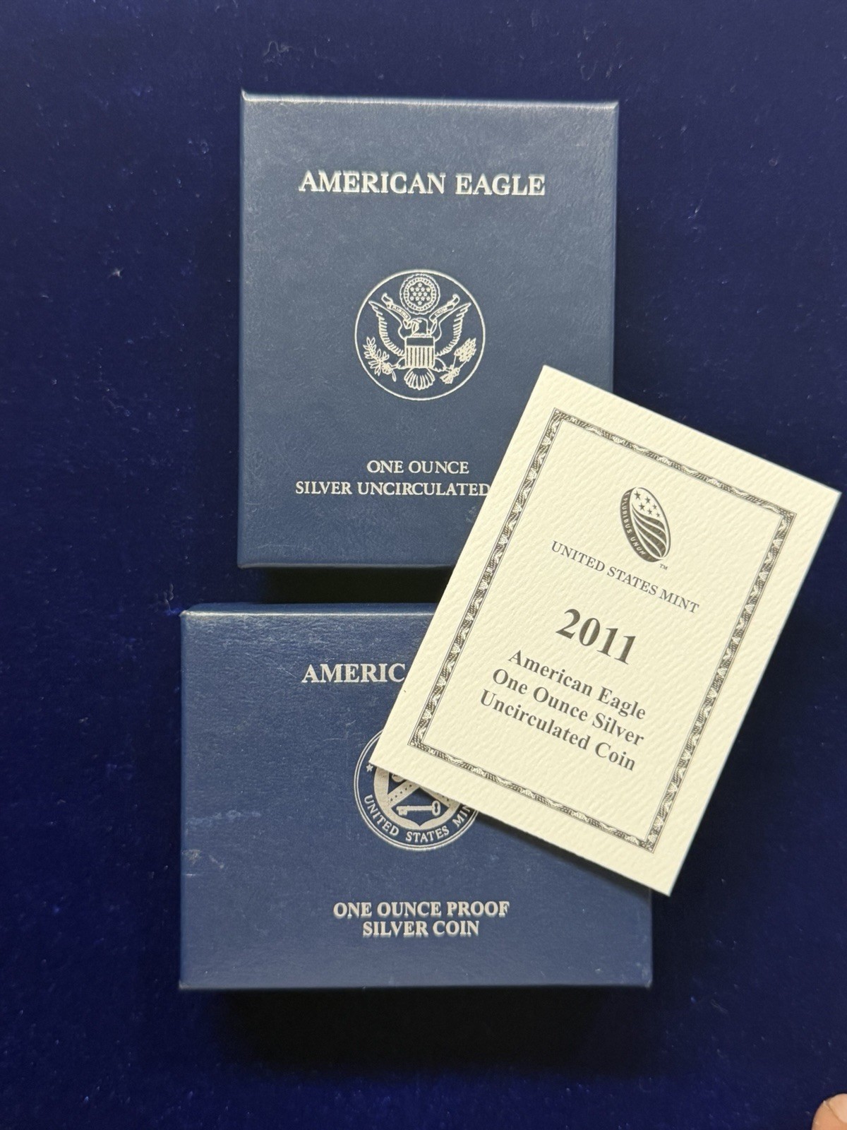 2011 W American Silver Eagle  Proof & 2011 Uncirculated $1 Silver Eagle OGP COA