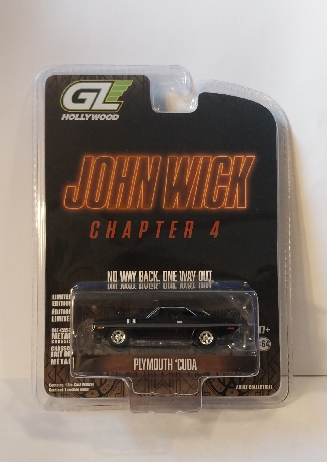 1/64 Greenlight Hollywood John Wick Chapter 4 1971 Plymouth Cuda