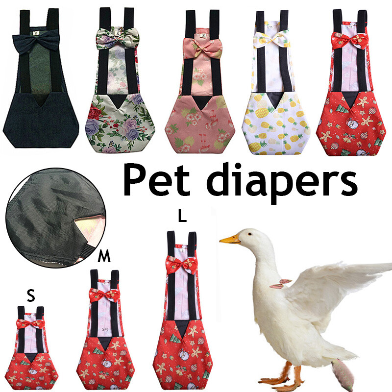 3 Sizes Black Elastic Cloth Diaper Wearable Poultry for Pet Goose/Duck/Chicken □