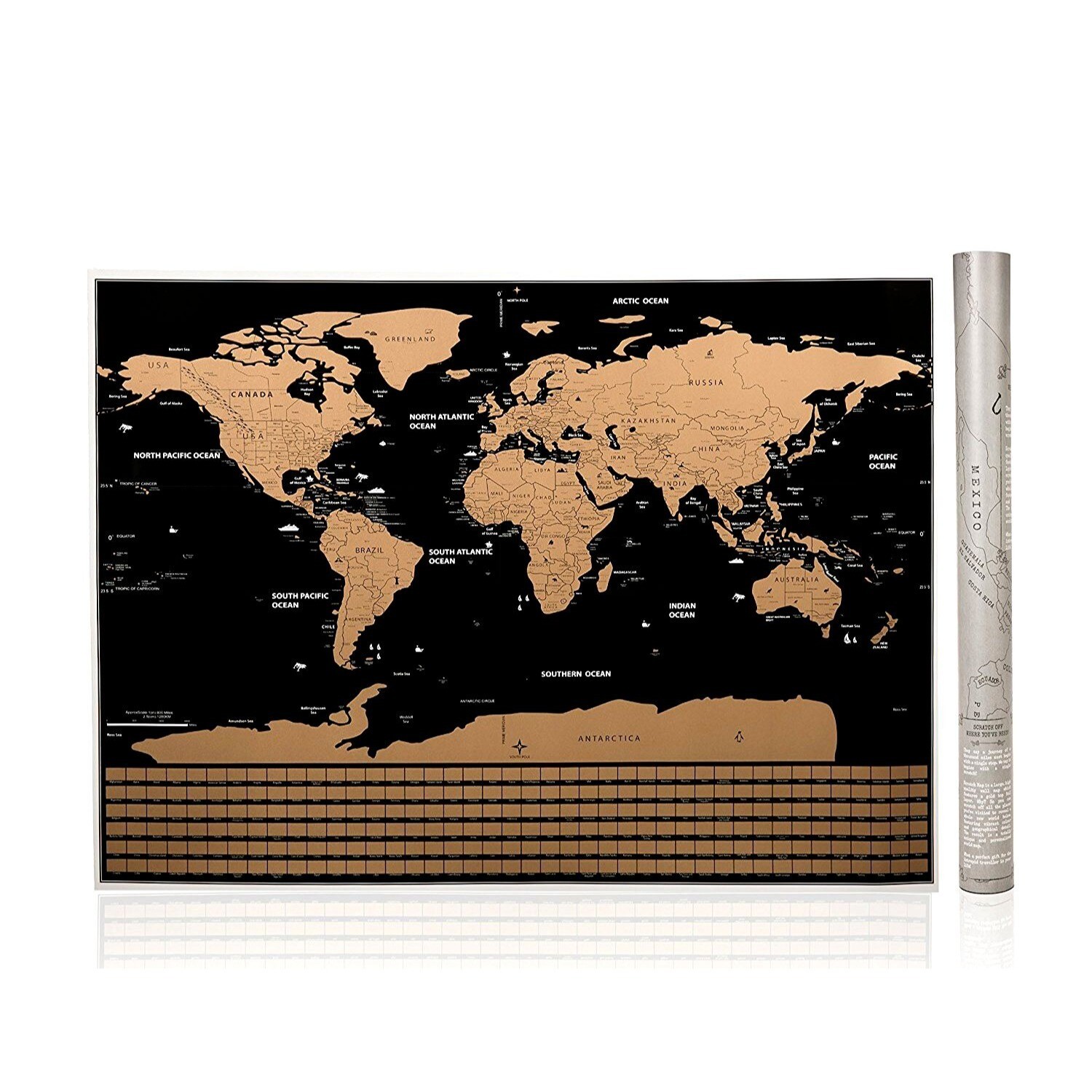 World Map US States Canada Countries Flags Travel Accessories Tracker Scratch