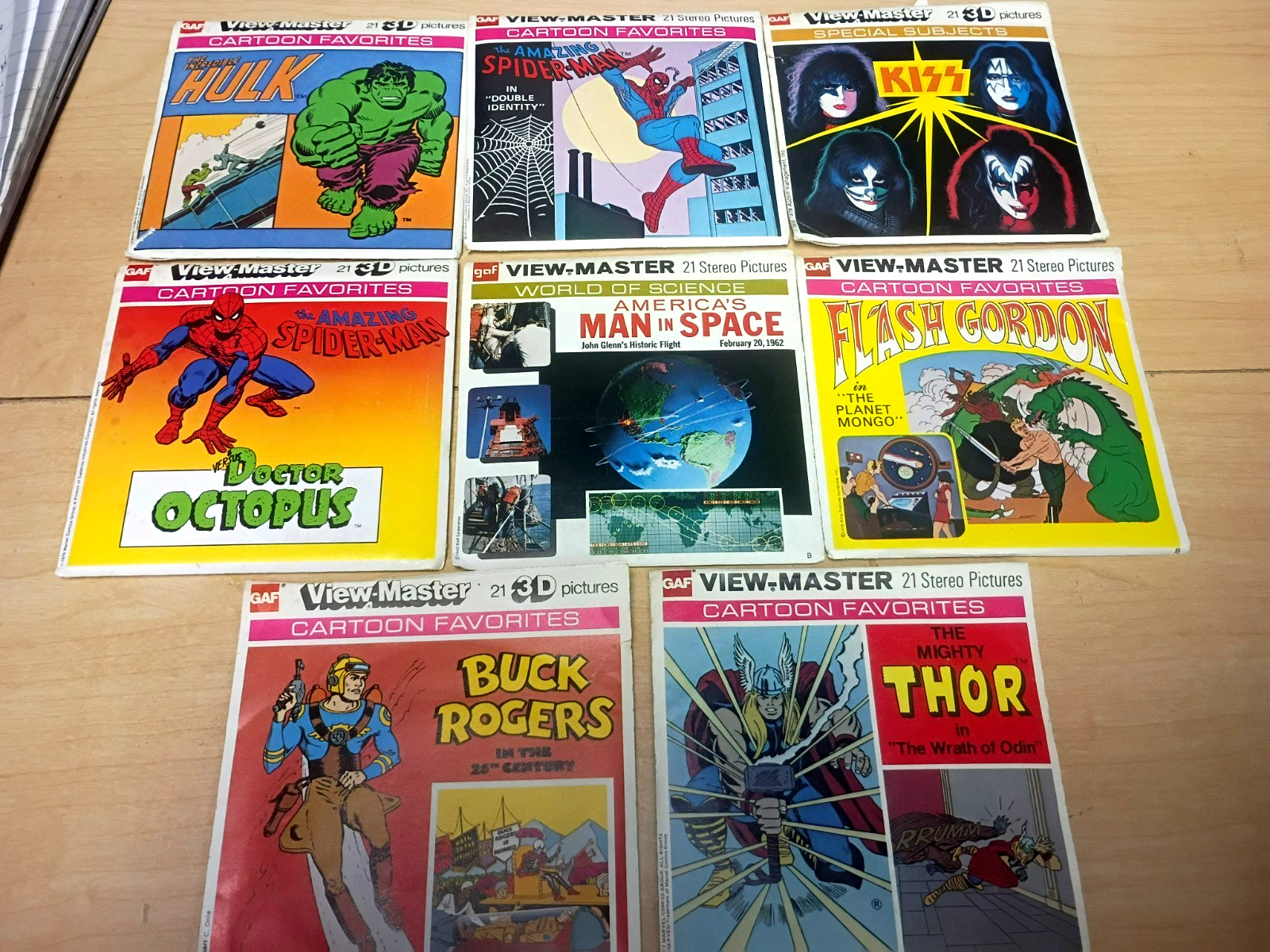 VIEW-MASTER REEL LOT Set KISS Spider-Man HULK Thor HULK Buck Rogers SPACE 3D