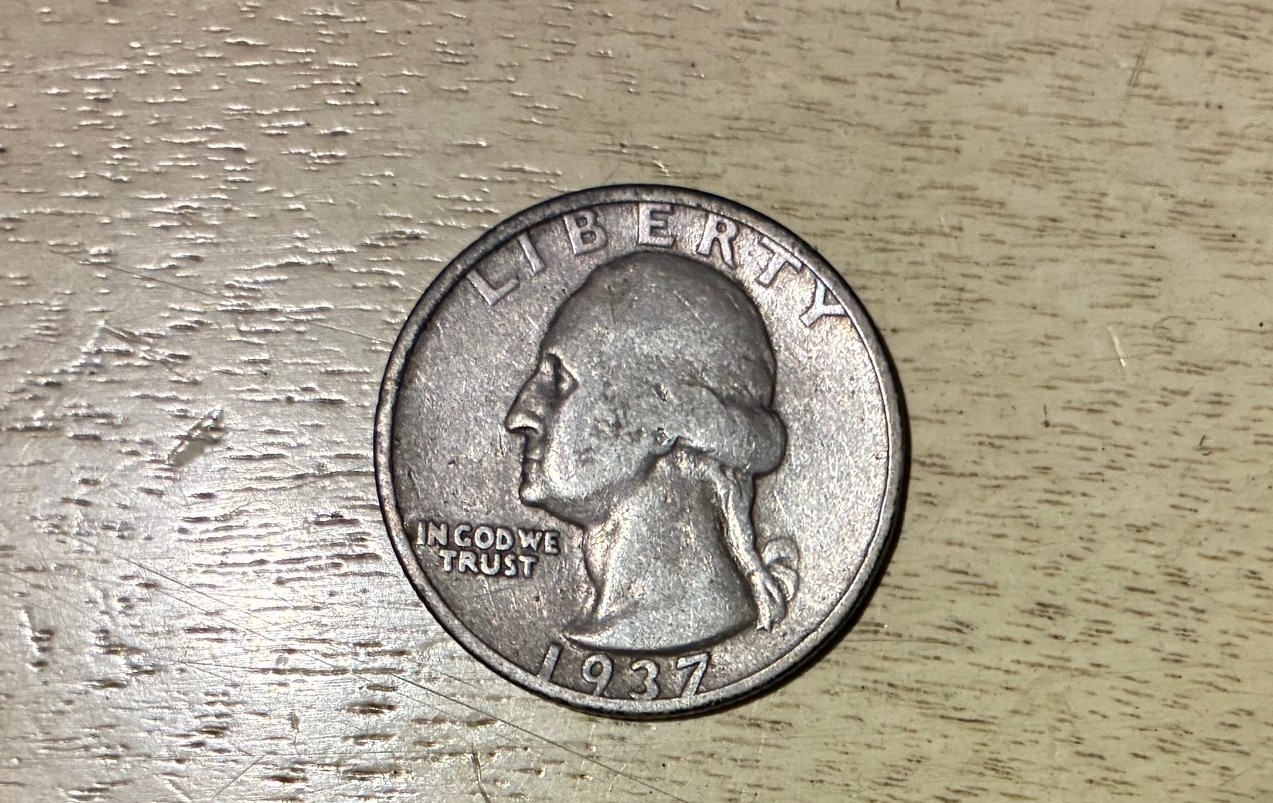 1937-S WASHINGTON SILVER QUARTER 25c SET BREAK ACTUAL COIN #DL80