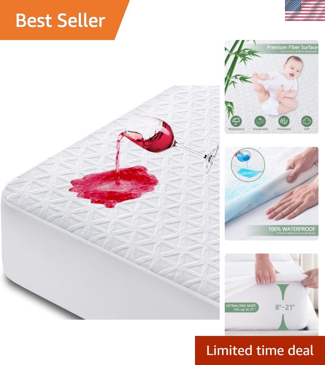 Waterproof Mattress Protector Queen Size, Breathable Bed Cover 3D Air Fabric ...