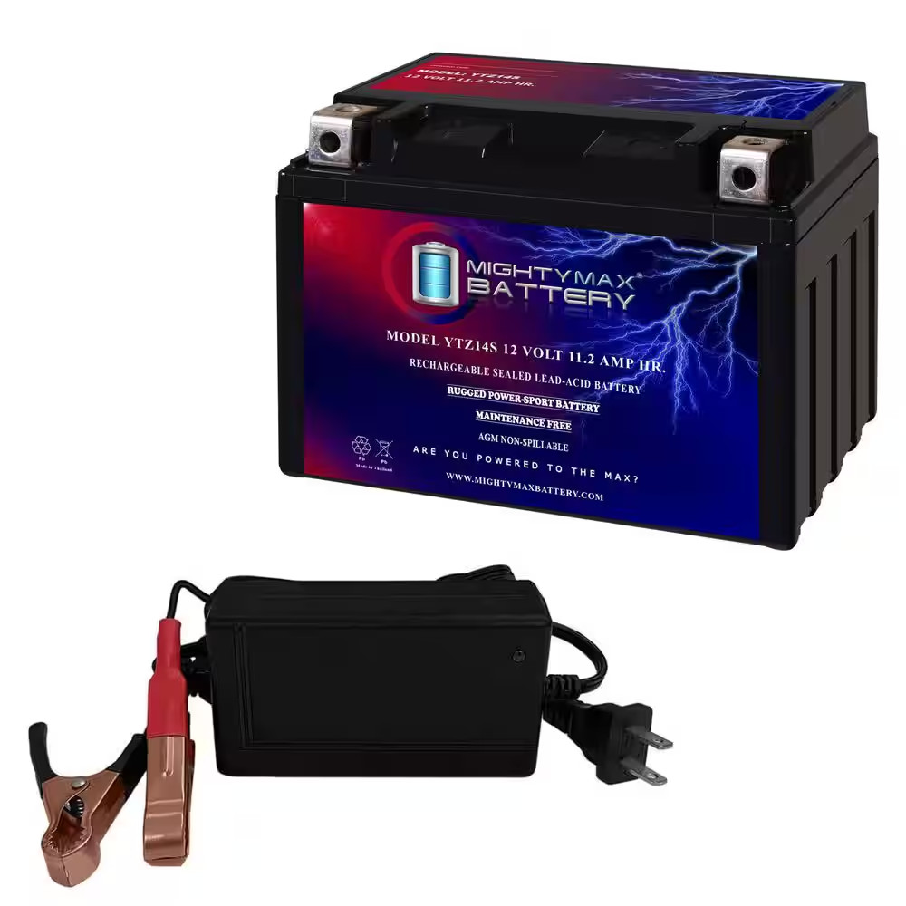 YTZ14S Battery Replaces Yamaha Bolt R-SPEC 950 09-17 + 12V 2Amp Chrgr