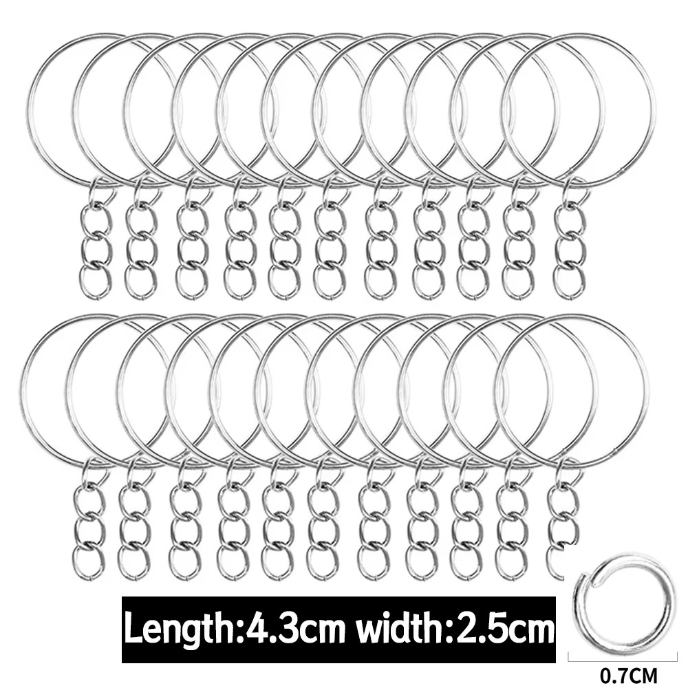 Metal Keychains with Split Rings Link Chain Key Rings Keyfob Key Pendants Holder