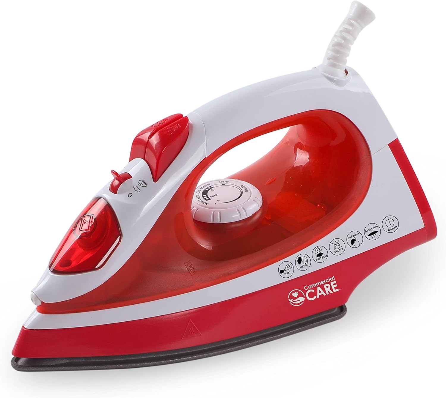 Commercial Care Clothing Steam Iron, 1200 Watt Portable Iron, Self-Cleaning Stea