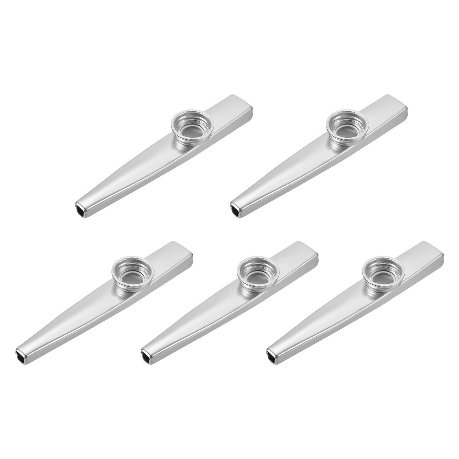 5Pcs Kazoo Musical Instrument Aluminum Alloy Silver with Flute Diaphragm