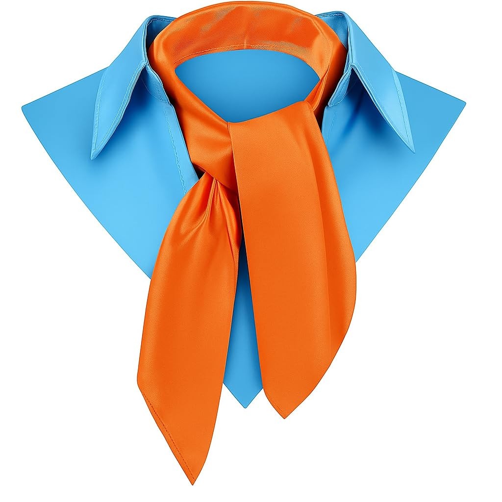 Lokypoki Blue Collar and Orange Scarf Set – Fun Retro Costume Adult, 