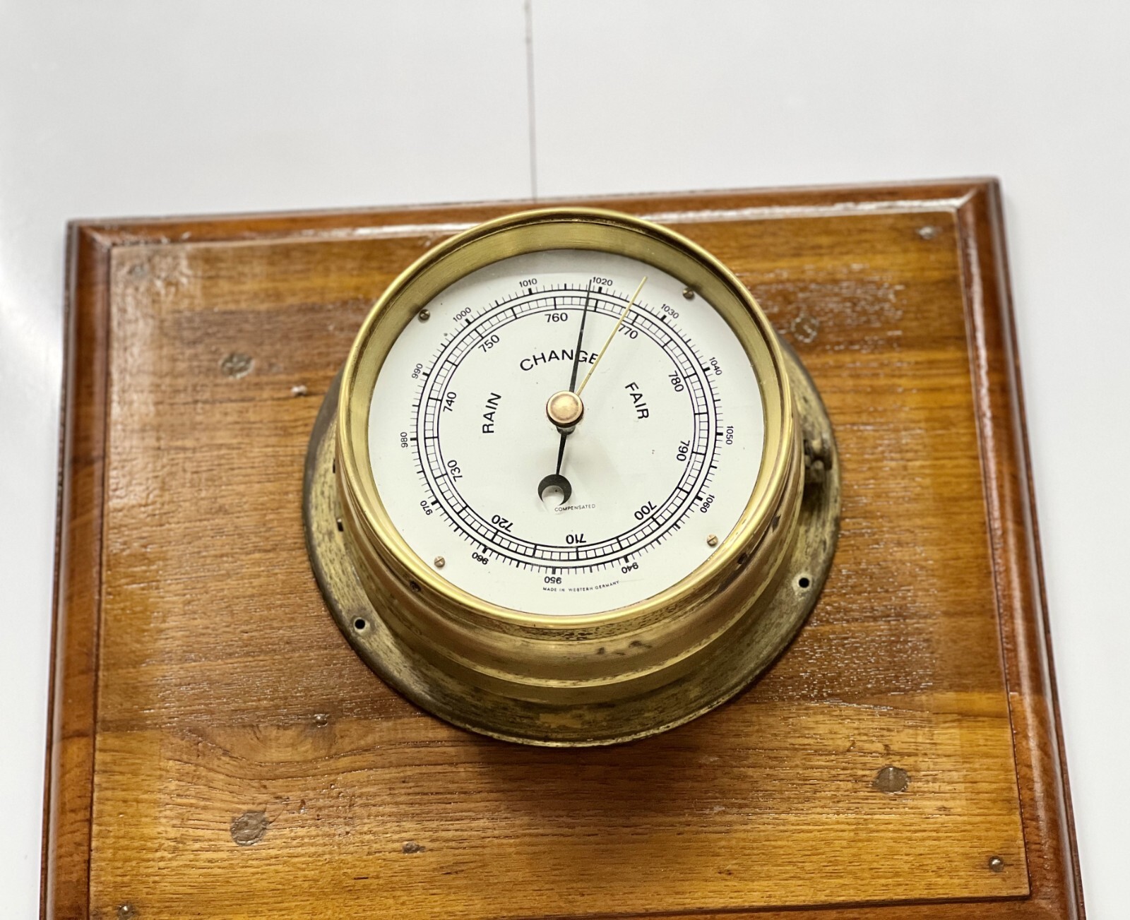 Collectible German Ship Barometer Rain Change Fair Brass Nautical Vintage 1950s