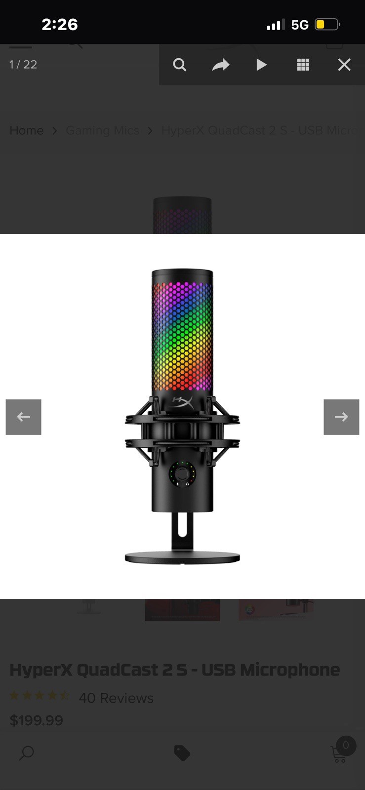 HyperX QuadCast 2 S USB Microphone, 20 Hz 20 kHz, Multi-Pattern