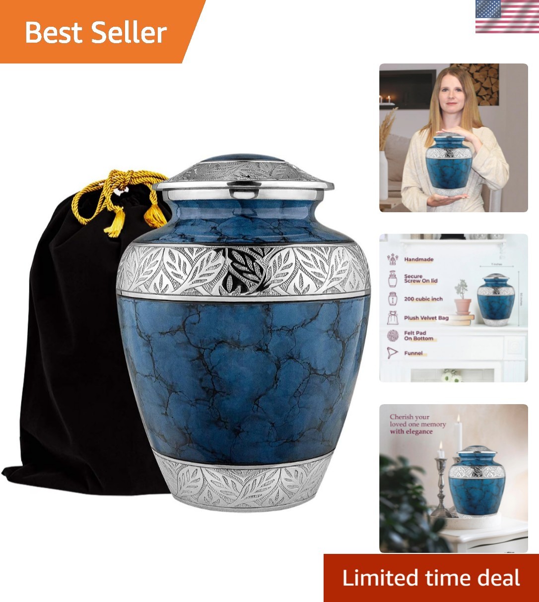 Cremation Urns for Human Ashes, Decorative Burial Urn for Adult Men and Women...